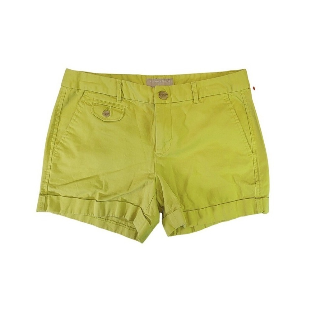 Banana Republic Womens Petite 4P Green Chino Shorts Cuffed Casual